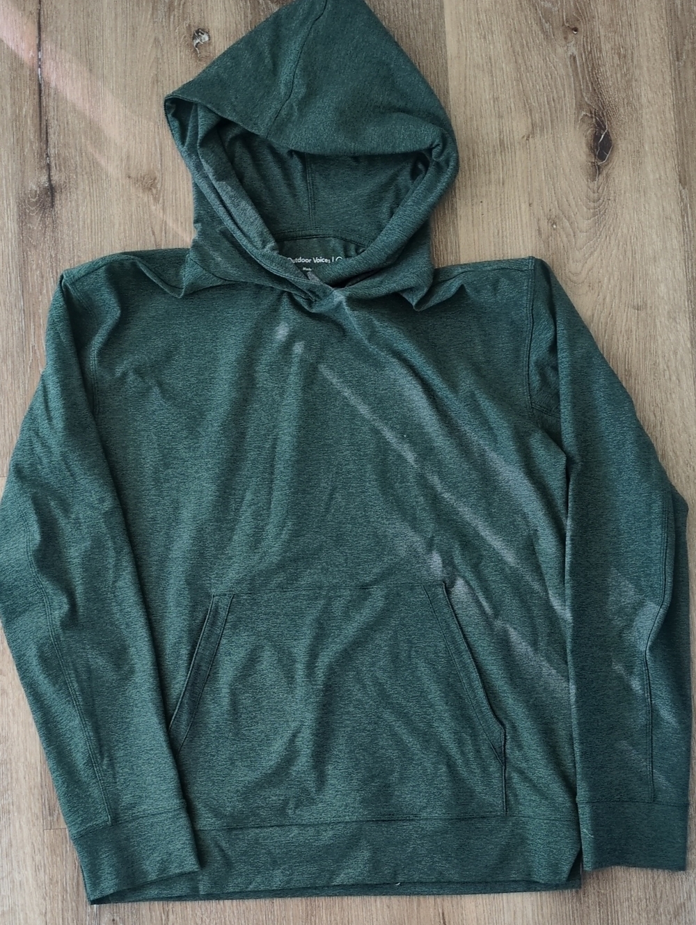 Outdoor Voices Sunday Hoodie Men’s S Mossy Green Textured Compression Pullover